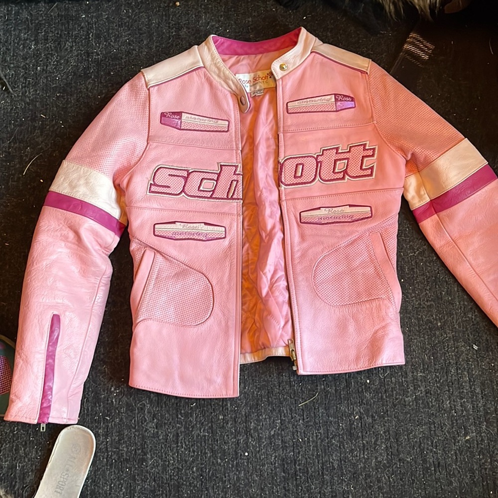 Pink leather jacket for sale